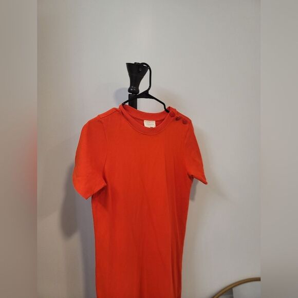 Sezane Classic Orange Midi Shirt Dress - Picture 2 of 8